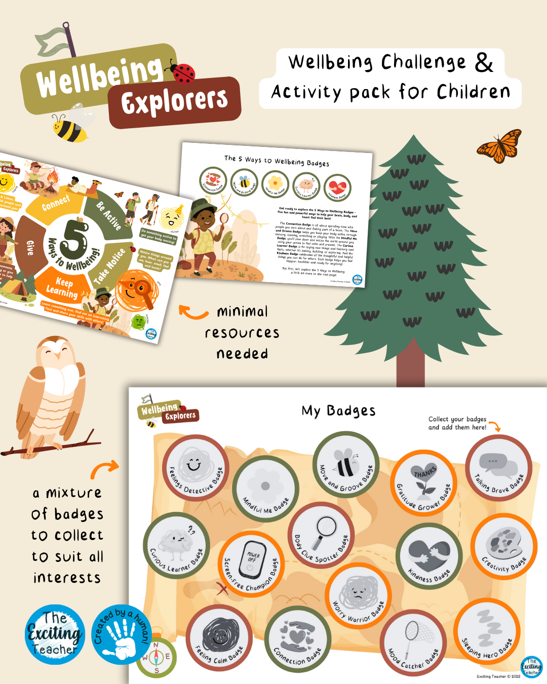 'Wellbeing Explorers: Summer Edition' - Emotional Literacy, Mental Health and 5 Ways to Wellbeing Activity Workbook for Children by Exciting Teacher