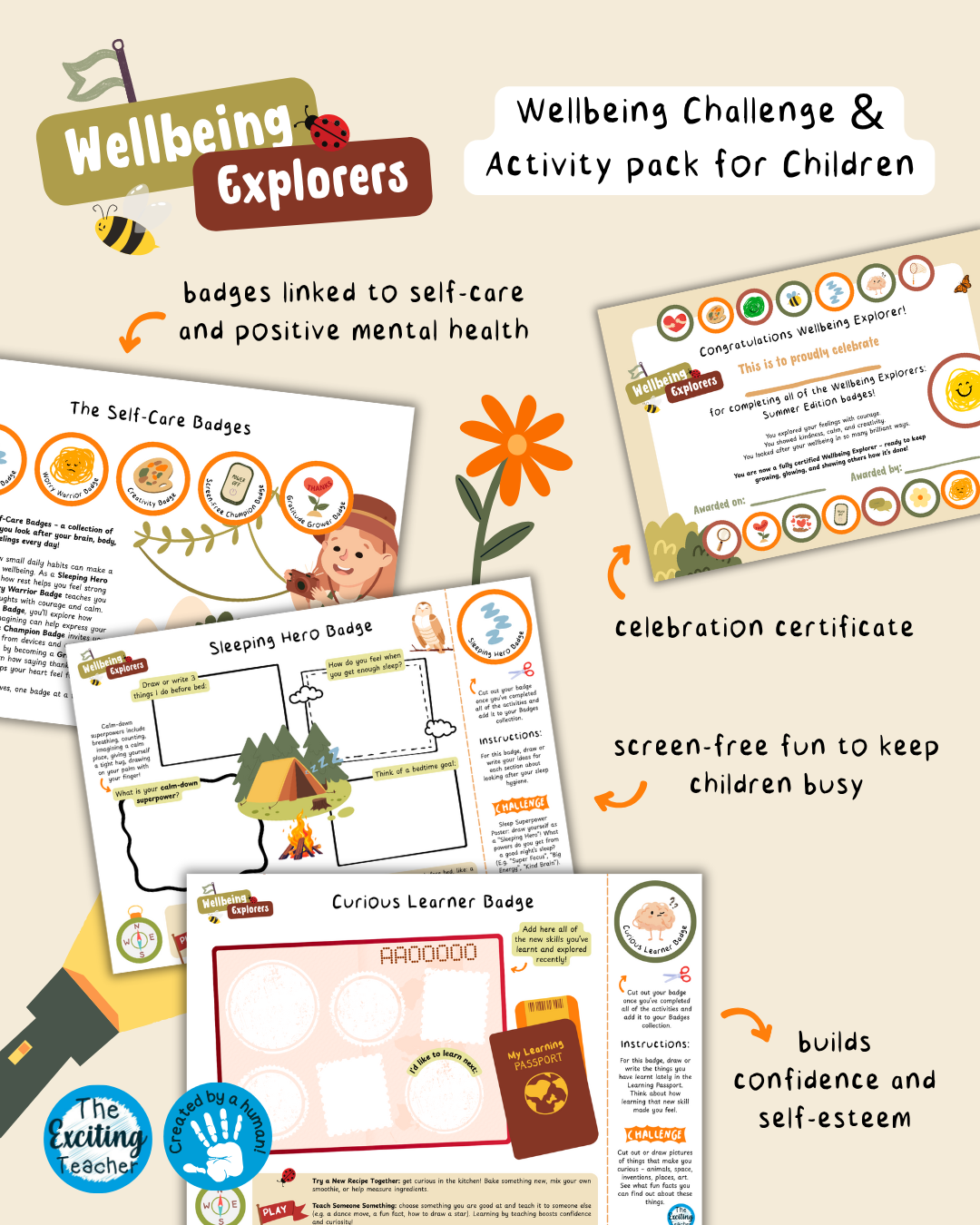'Wellbeing Explorers: Summer Edition' - Emotional Literacy, Mental Health and 5 Ways to Wellbeing Activity Workbook for Children by Exciting Teacher