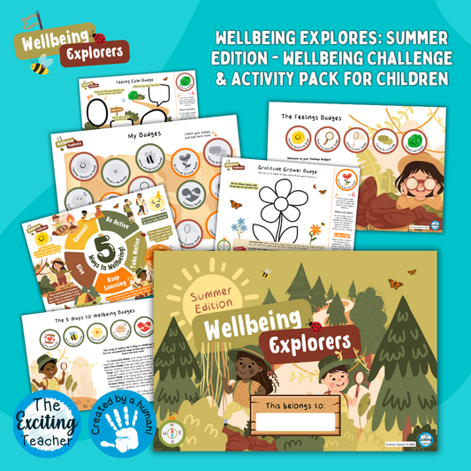 'Wellbeing Explorers: Summer Edition' - Emotional Literacy, Mental Health and 5 Ways to Wellbeing Activity Workbook for Children by Exciting Teacher
